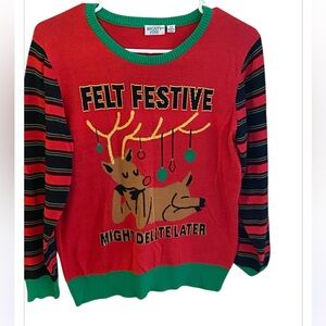 Mighty Fine provocative Christmas sweater, junior size large